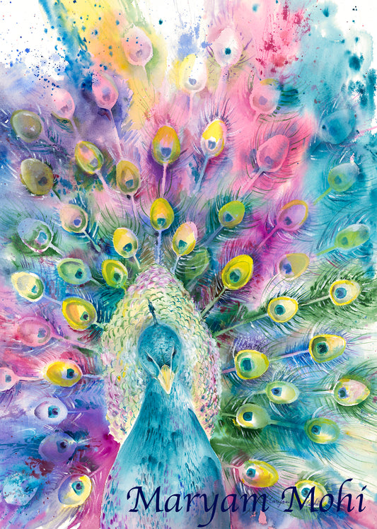 Print - A Peacock's Palette - Print on Arches Paper