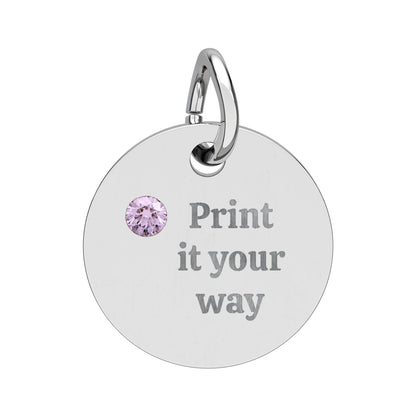 Engravable Birthstone Circle Charm