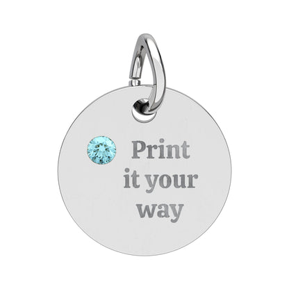 Engravable Birthstone Circle Charm
