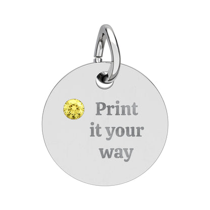 Engravable Birthstone Circle Charm