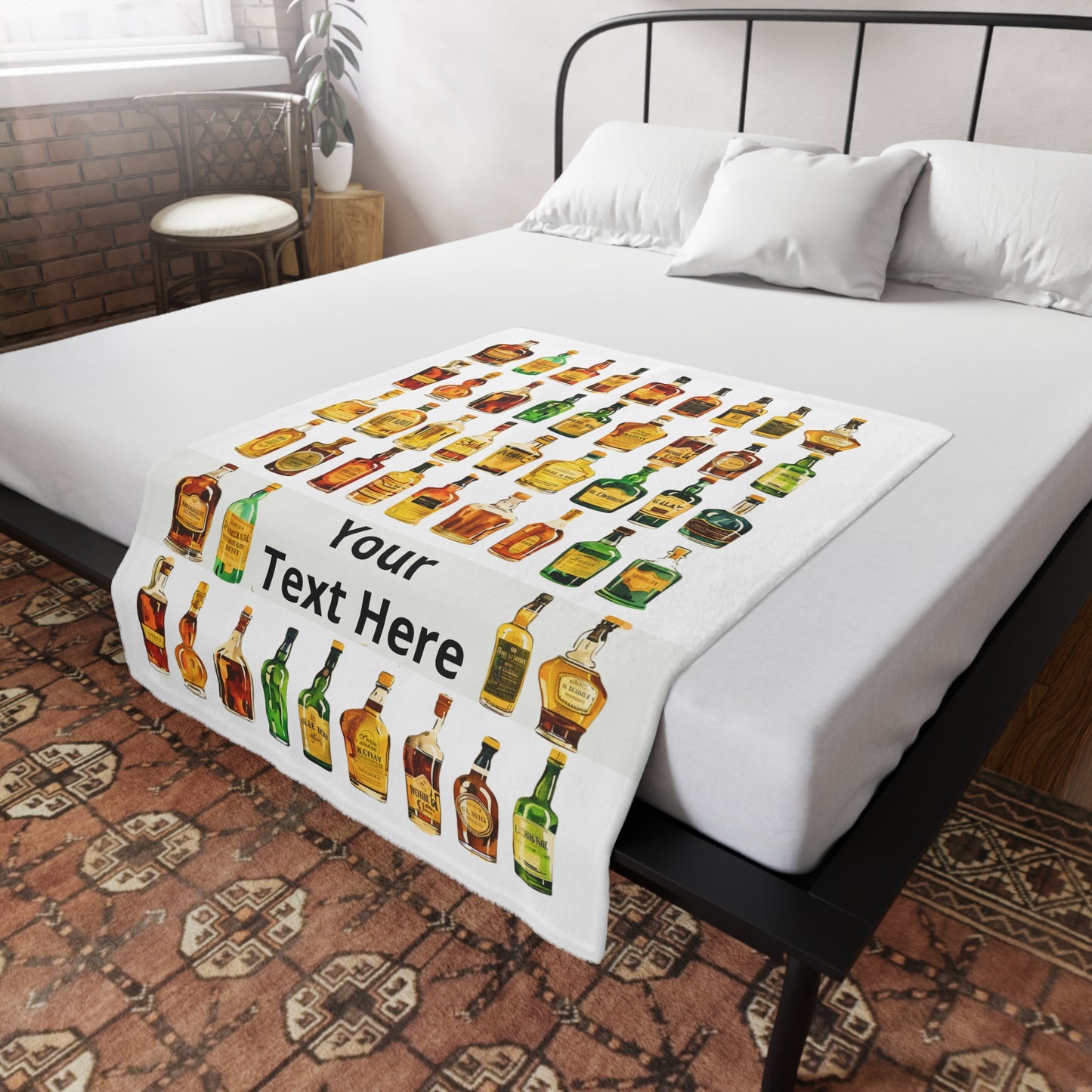 Personalized Blanket for Lovers  Lovers Bottle Pattern Plush Fleece Blanket