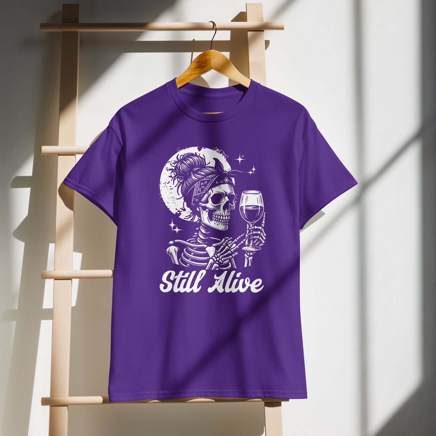 Still Alive | Sarcastic Wine Humor Graphic Tee | Funny Birthday Gift for Her