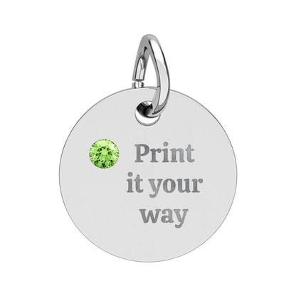 Engravable Birthstone Circle Charm