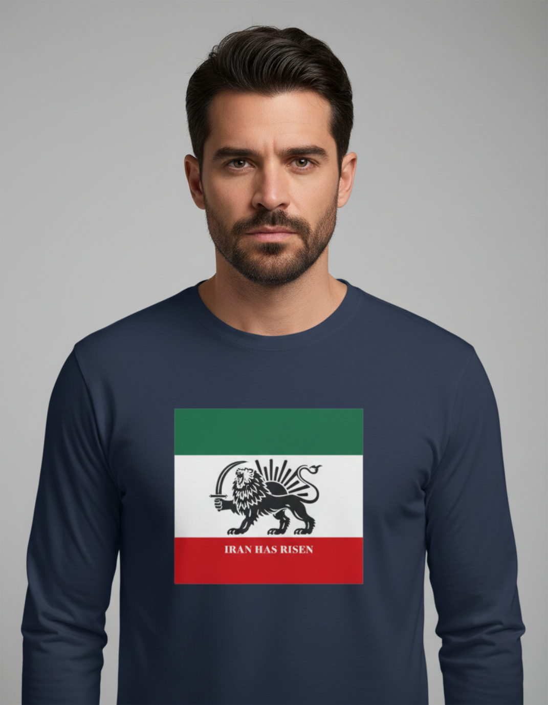 IRAN protests, Iran movement, Support People. of Iran Lion and Sun flag tee Long Sleeve Shirt | Persian Lion emblem, green white red stripes