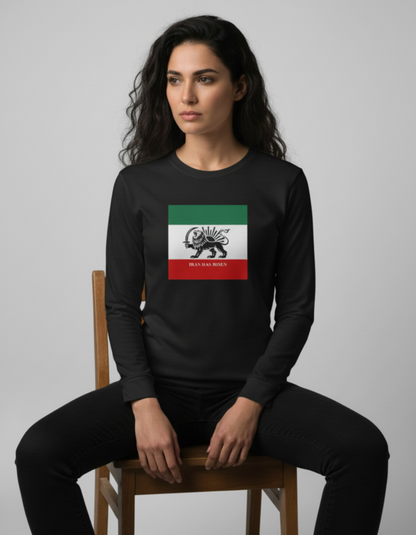 IRAN protests, Iran movement, Support People. of Iran Lion and Sun flag tee Long Sleeve Shirt | Persian Lion emblem, green white red stripes