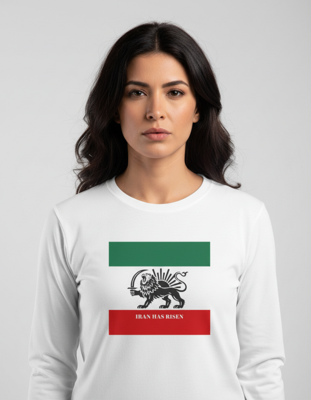IRAN protests, Iran movement, Support People. of Iran Lion and Sun flag tee Long Sleeve Shirt | Persian Lion emblem, green white red stripes