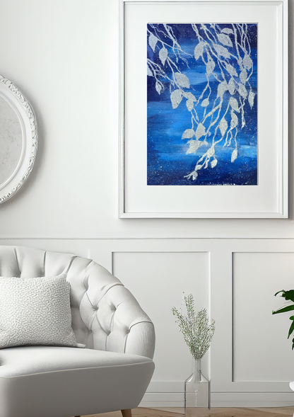 Moonlit Leaves - Original Mixed Media Painting