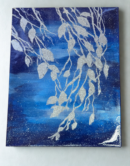 Moonlit Leaves - Original Mixed Media Painting