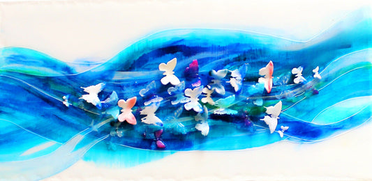 Mixed Media Butterflies Painting – Nature Inspired Abstract Wall Art, Original Colorful Mixed Media Painting
