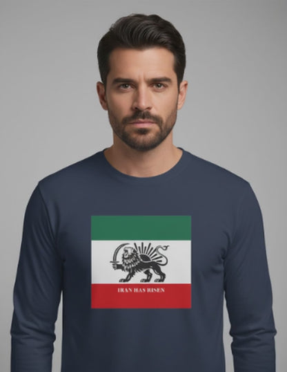 IRAN protests, Iran movement, Support People. of Iran Lion and Sun flag tee Long Sleeve Shirt | Persian Lion emblem, green white red stripes